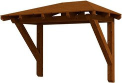 Skan Holz Haustür-Vordach Wismar 1 aus nordischer Fichte in Nussbaum braun, Breite: 258 cm, Tiefe: 126 cm - Bild 1