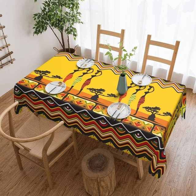 JMG Household Supplies Rechteckige Tischdecke mit ethnischem Stammesmuster in Gelb, B/B: 90 x 140 cm - Bild 1