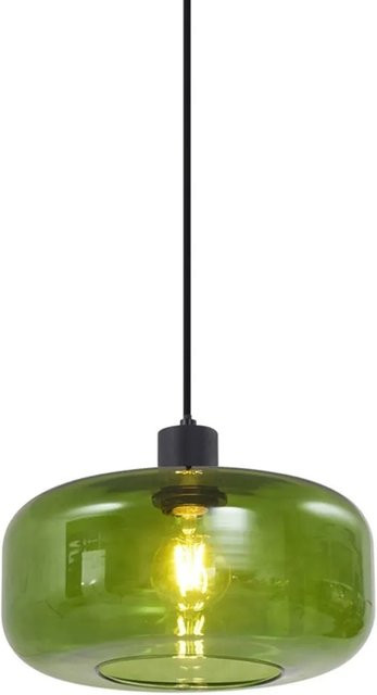 QAZQA Retro-Pendelleuchte Bizle in Schwarz mit grünem Glas im Edison-Stil - Bild 1