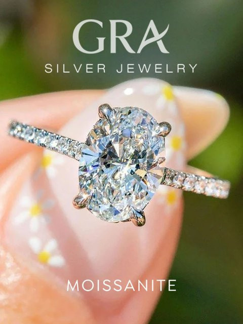 Moissanit-Diamantring, 925 Silber, Damen - Bild 1
