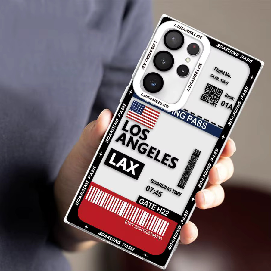 Samsung Galaxy Smartphone Hülle Los Angeles New York Boarding Pass Design Multicolor - Bild 4