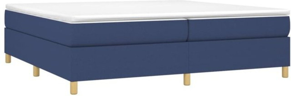 Vidaxl Boxspringbett mit Matratze in Blau und Weiß aus Stoff, Modernes Design, B/T/H: 200 x 200 x 35 cm - Bild 1