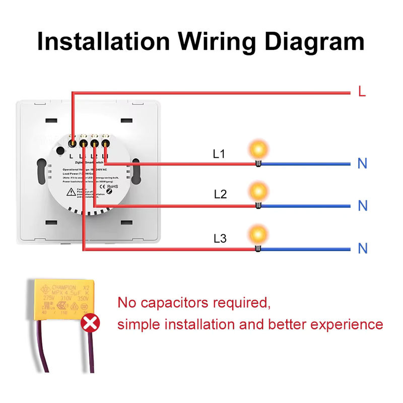 Manhot Zigbee 3.0 Smart Life Druckknopf-Lichtschalter ohne Neutralleiter für Tuya, Alexa, Google Home und Yandex Alice - Bild 4