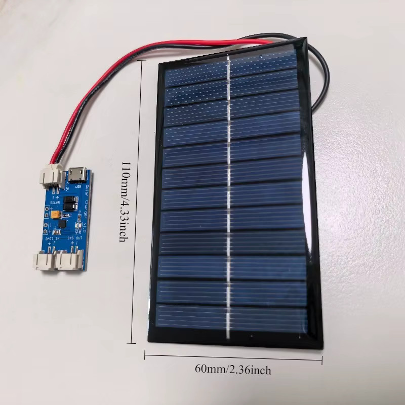 EESBAO Monokristallines Silizium-Solarpanel mit CN3065 Solarladegerät für 18650 Akku und Handy-Aufladung, Blau, 6V 200MA 1,2W - Bild 2