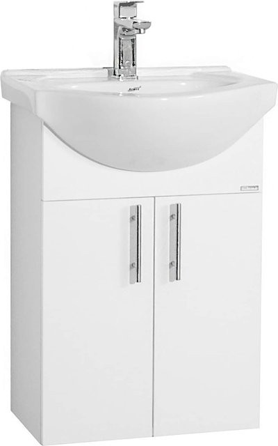 VCM Badmöbel Set Lisalo M 2-tlg. Waschplatz mit Waschtisch Unterschrank und Keramik-Waschbecken, Weiss, B/H/T: 55 x 81 x 45 cm - Bild 1