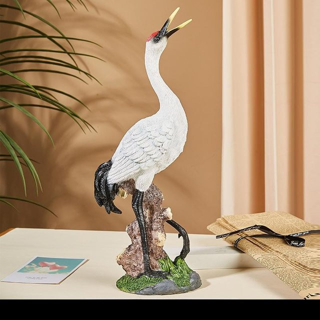 Yiran Furniture Kran Ornament aus Harz als Tier Modell Skulptur für Garten und Landschaftsgestaltung, B/H/T: 16,0 x 26,5 x 16,0 cm - Bild 1