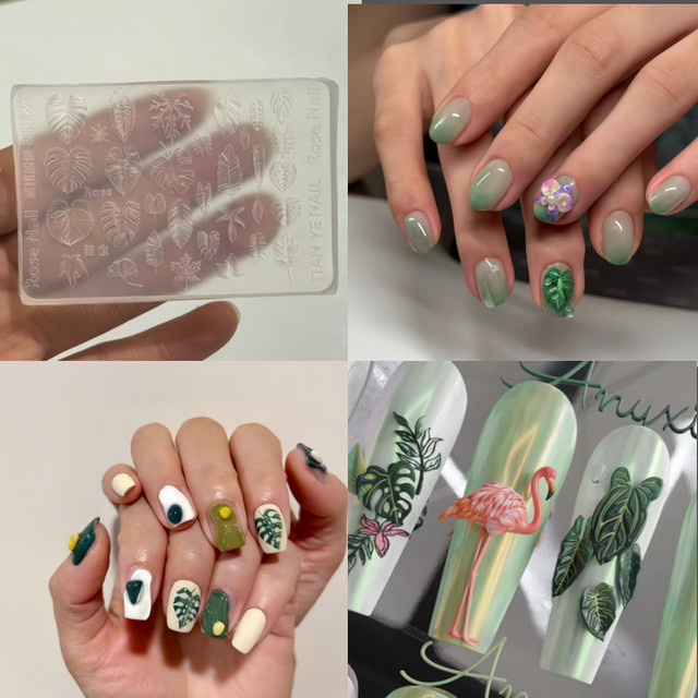 Silikonform für Nageldekoration, tropisches Waldmotiv, 3D-Vogelblatt-Design - Bild 1