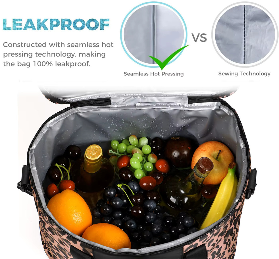 Isolierte Thermo-Umhängetasche von DANCURKEY in Multicolour, wasserdichte Kühlbox für Damen und Herren mit Leopard-Design - Bild 2