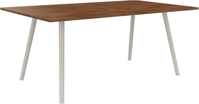 Stern Interno Esstisch mit Teak Tischplatte und konischem Aluminiumgestell in Greige, B/T: 220 x 100 cm - Bild 1
