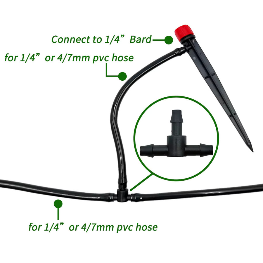 OASIS 50 Stück 3-Wege-T-Stückverbinder aus Kunststoff mit Widerhaken für 4/7 mm Schläuche zur Mikrotropfbewässerung - Bild 3