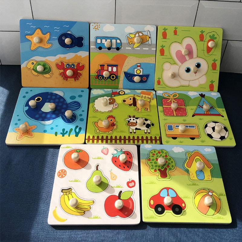 Linyi toy Montessori Holz Puzzle Tier Obst ab 3 Jahren bunt - Bild 2