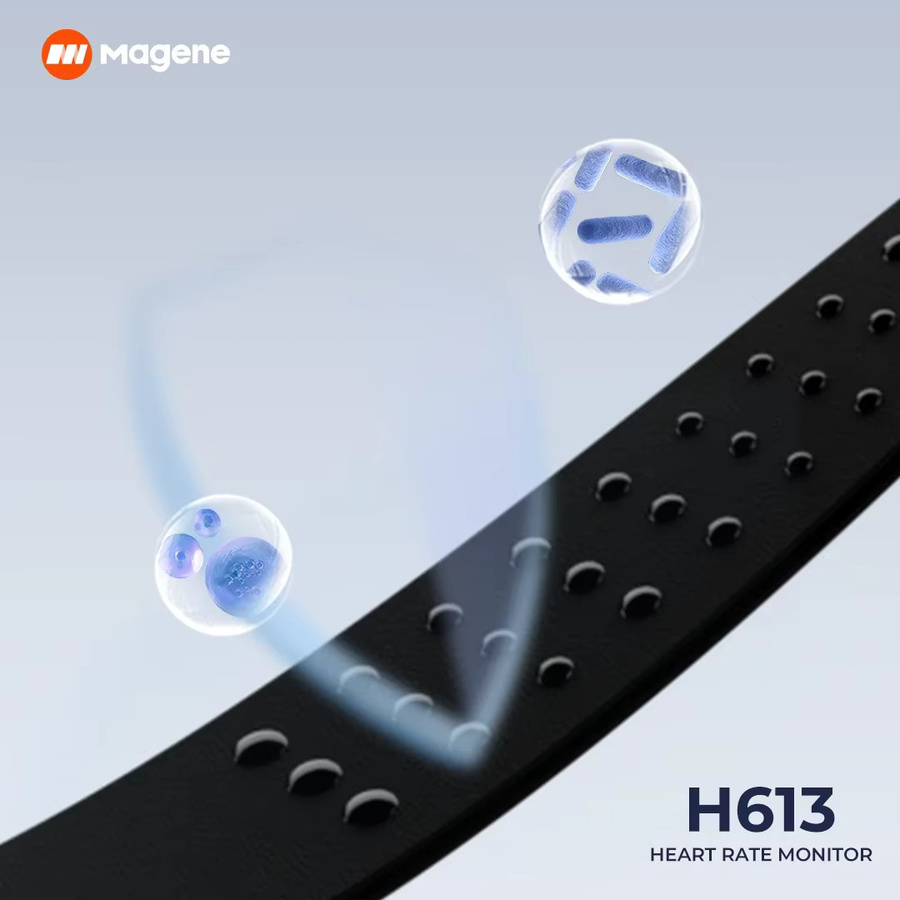 Magene H613 Herzfrequenzmesser Bluetooth 3-Kanal Brustgurt Schwarz wiederaufladbar kompatibel mit Gesundheits-Apps und Zwift - Bild 2