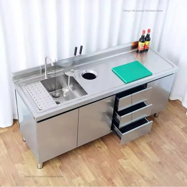 OAKCIA Nordic Premium Waschbeckenunterschrank aus Edelstahl in Silber, minimalistisches Design für Küche und Esszimmer, B/T/H: 80 x 50 x 50 cm - Bild 1
