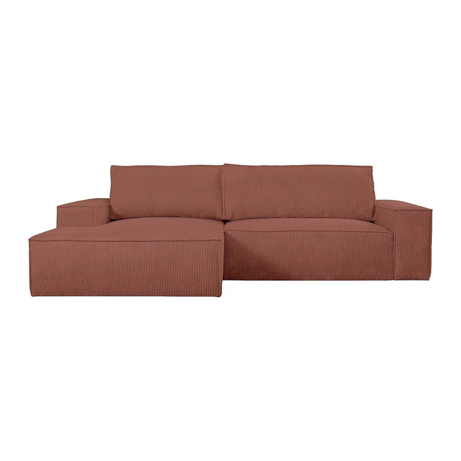 Vente-unique Schlafsofa Amelia in L-Form mit Schlaffunktion, Farbe Rosa, Bezug Cord - Bild 2