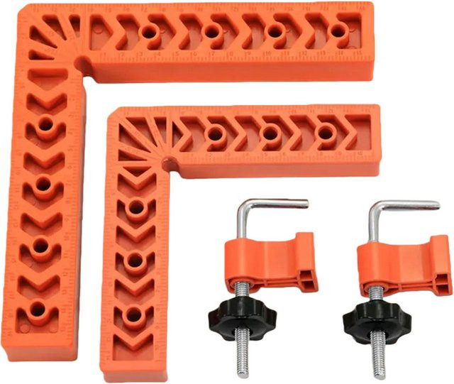DAZZLEEX 4er-Pack 90-Grad-Positionierungsquadrate aus Aluminiumlegierung in Orange für die Holzbearbeitung und Tischlerarbeiten - Bild 1