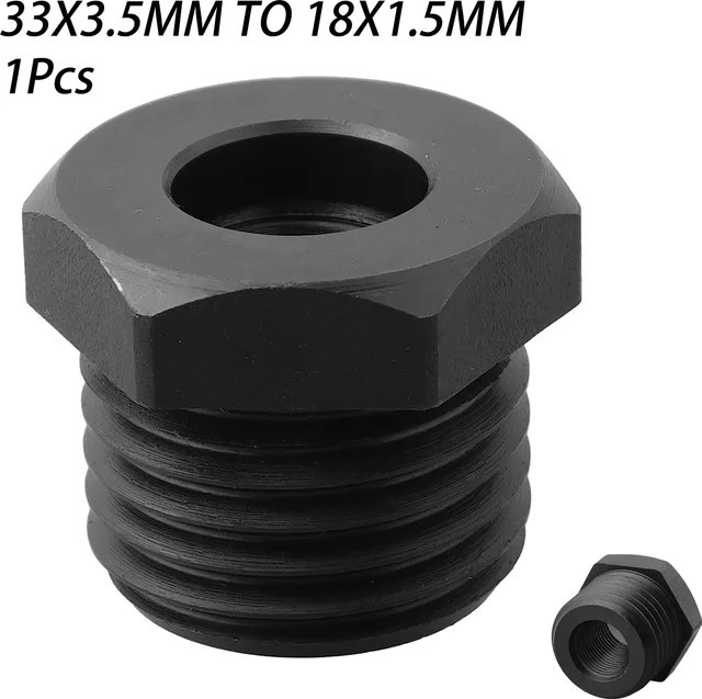 DAZZLEEX Drehspindel-Adapter M33x1,5 mm auf M18x1,5 mm für Spannfutter als Zubehör zur Holzbearbeitung in Schwarz - Bild 1