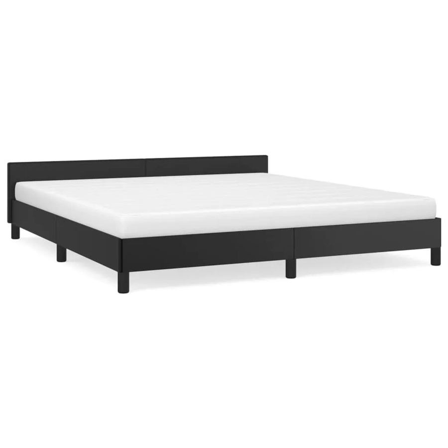 vidaXL Bettgestell mit Kopfteil in Schwarz aus Kunstleder, B/T/H: 160 x 200 x 163 cm - Bild 2