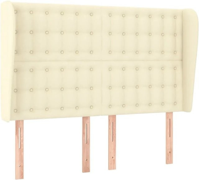 vidaXL Kopfteil mit Ohren in Creme, Kunstleder, B/T/H: 147 x 23 x 128 cm - Bild 1