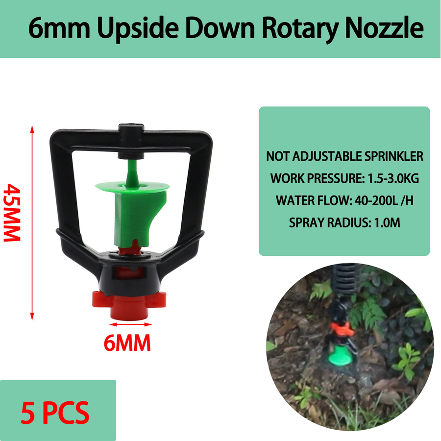 TOHONGADON Rotationssprinkler für die Gartenbewässerung mit 360 Grad Drehung und Zerstäubungsdüse, Wandmontage, 6mm - Bild 3