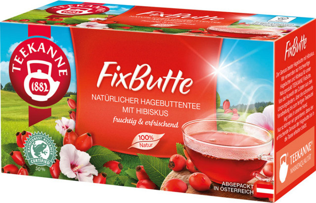 Teekanne Hagebutten Hibiskus Früchtetee, Teebeutel, 20 Stück - Bild 1