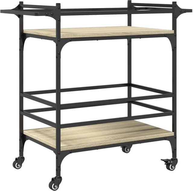 vidaXL Küchenwagen Sonoma-Eiche in Braun aus Holzwerkstoff und Stahl, B/T/H: 82 x 40 x 78,5 cm - Bild 1