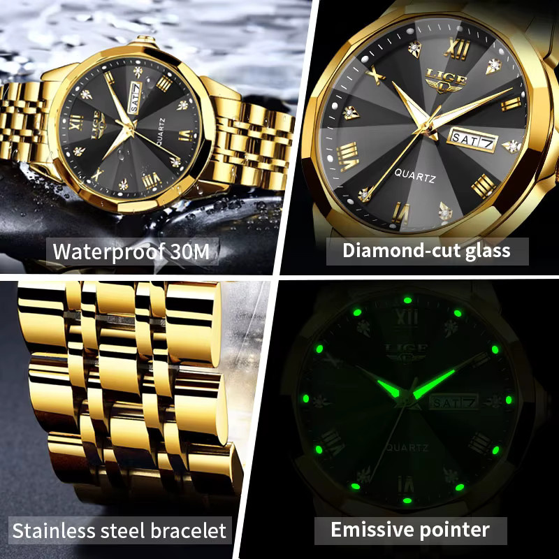 LIGE Armbanduhr, Damen, Stahl, Wasserdicht - Bild 3