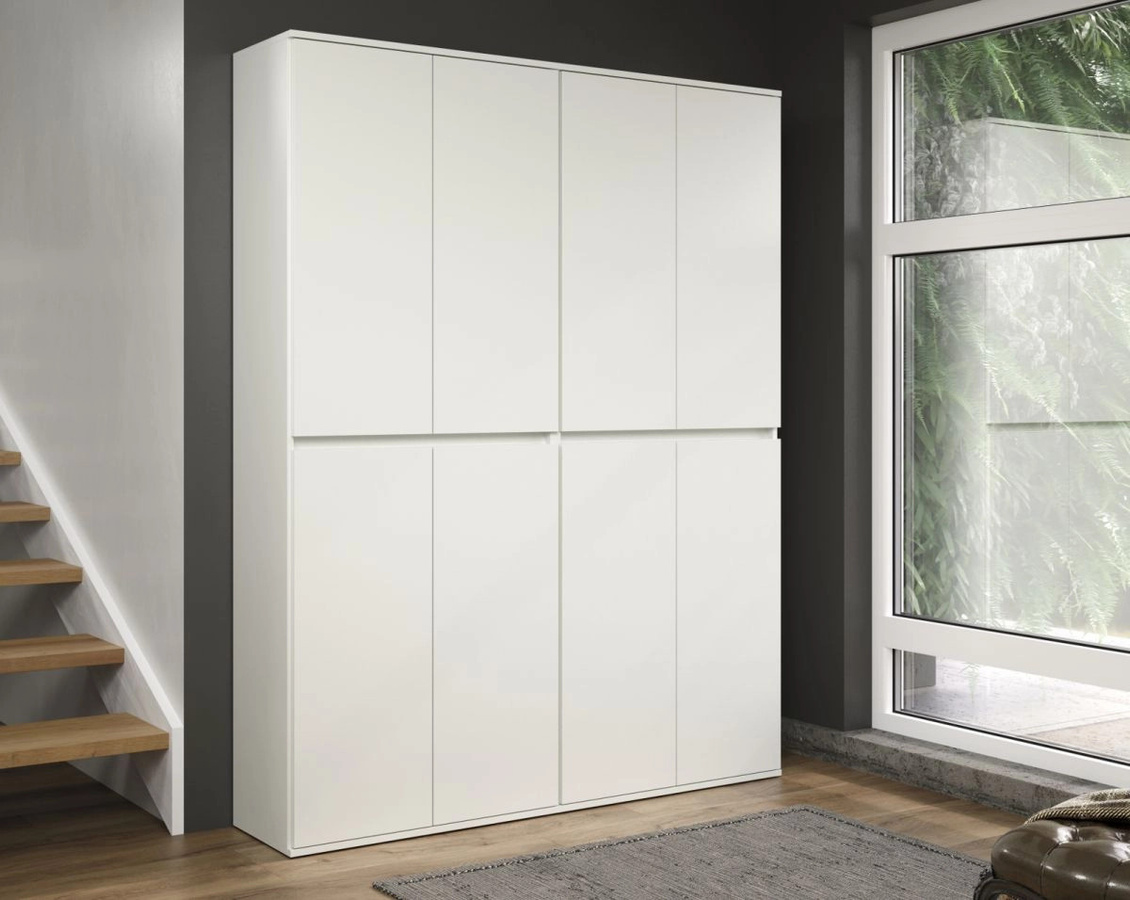 Garderobenschrank Metro in Weiß, 8-türiger Schuhschrank mit Push-to-Open Funktion, B/H: 148 x 191 cm - Bild 2