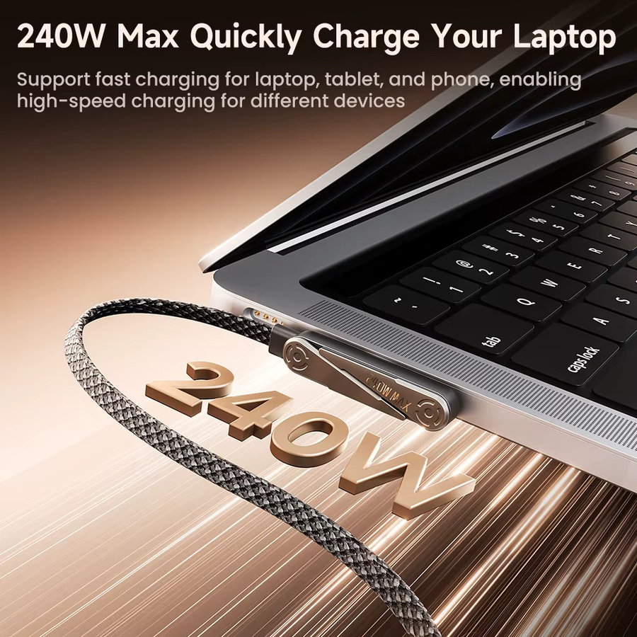 Toocki 240W USB-C Kabel mit integriertem klappbarem Desktop-Telefonhalter in Schwarz - Bild 4