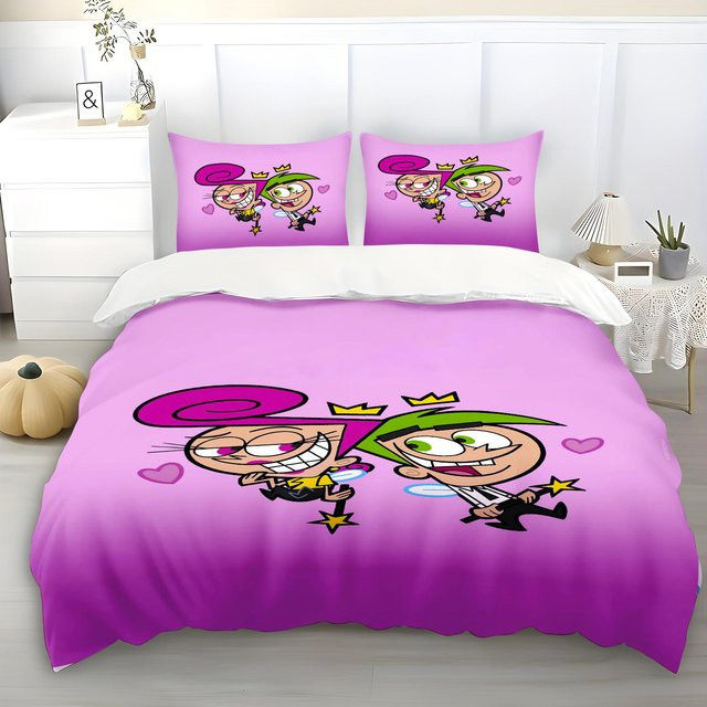 Bettwäsche-Set Cosmo und Wanda von ZbrFourteen mit Bettbezug und Kissenbezügen in Lila, Breite: 155 cm, Länge: 200 cm - Bild 1