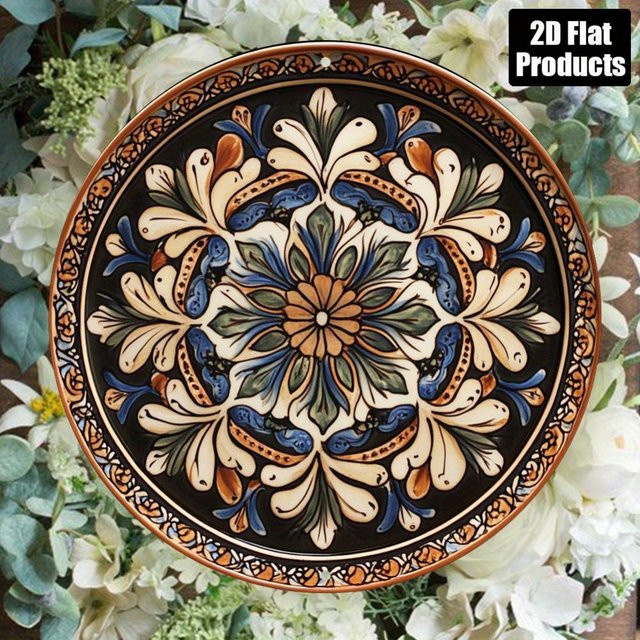 Rundes Aluminiumschild CIFBUY mit Mandala-Blumen-Design in Multicolour, Retro-Deko aus Metall, Durchmesser: 20 cm - Bild 1