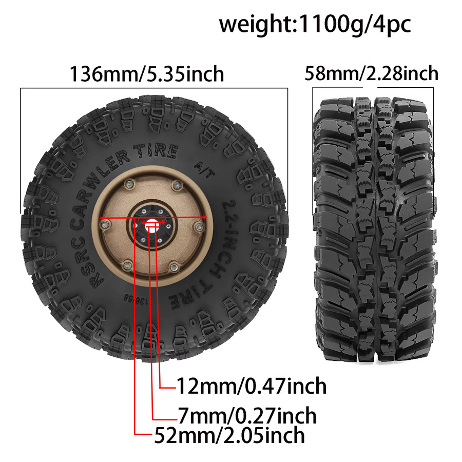 RS RC Crawler 2.2 Beadlock-Räder, Reifen, Felgen, 1:10 - Bild 3