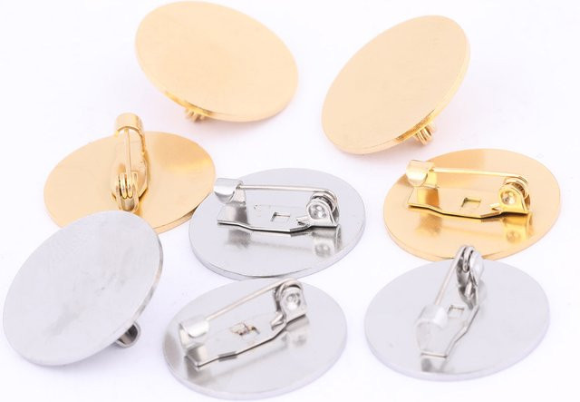 Broschen-Rohlinge Edelstahl, vergoldet, 20 mm, Unisex - Bild 1