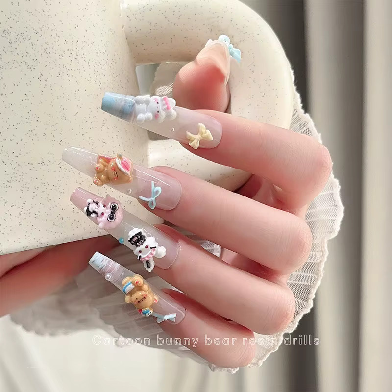 HNKMP Nail Art Charms, 30 Teile, Cartoon 3D Bunny, Braun, Glänzend - Bild 2
