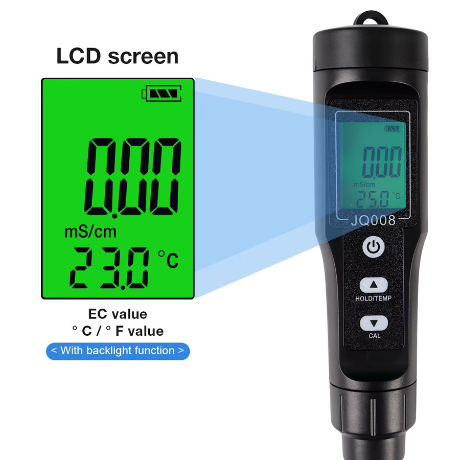 JUANJUAN Digitaler Boden-EC-Tester Leitfähigkeitsmessgerät mit Temperaturdetektor in Schwarz für Gartenarbeit und Pflanzung (0,00~10,00mS/cm) - Bild 3