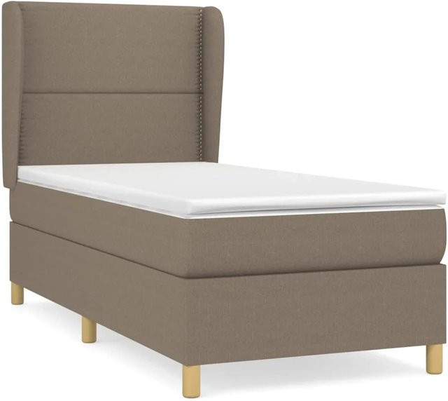 vidaXL Boxspringbett Hybrid mit Matratze und Kopfteil in Taupe, B/T/H: 90 x 190 x 128 cm - Bild 1