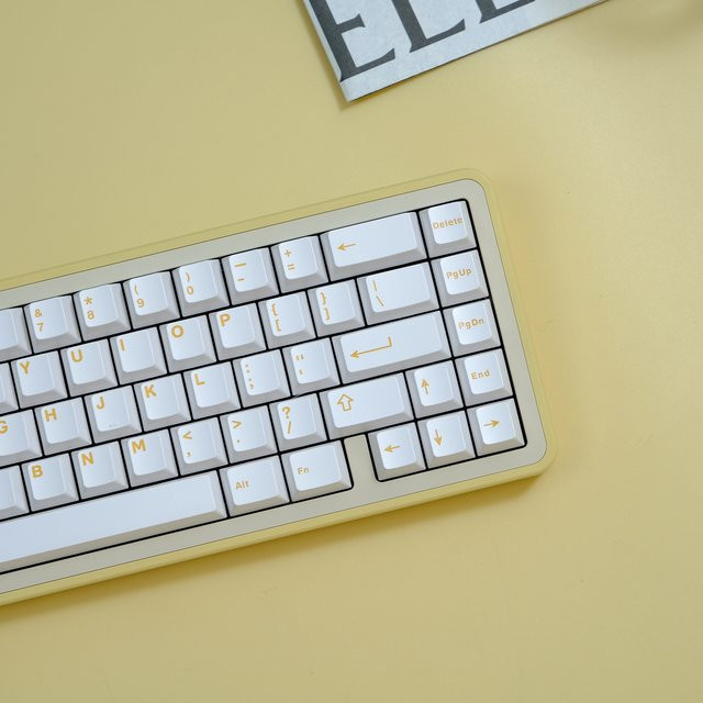 DIXSG Cherry Profile Tastenkappen in Creme Weiß und Gelb, 121 PBT Double Shot Keycaps für Cherry und Gateron MX Switches, Gaming-Tastatur Zubehör - Bild 1