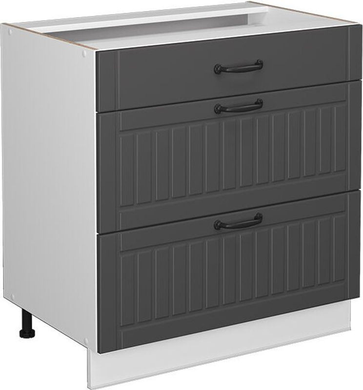 Küchenunterschrank Vicco Fame-line in Anthrazit Landhaus mit 3 Schubladen, Breite: 80 cm - Bild 1