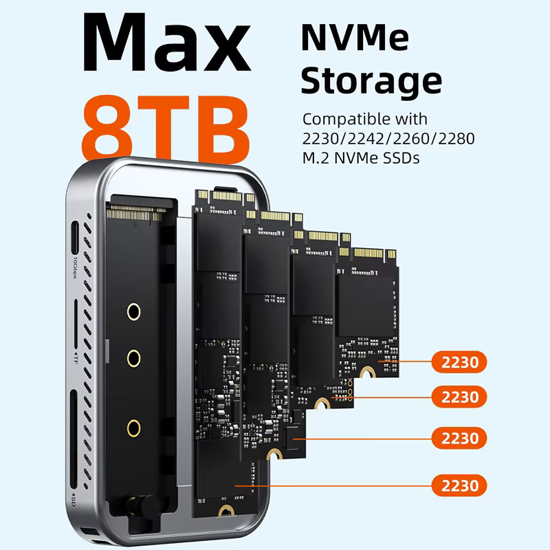 CABLETIME 7 in 1 USB C Hub mit NVMe SSD Unterstützung und magnetischer Befestigung für iPhone 17, inklusive SD/TF 3.0 und 4K ProRes Videoaufzeichnung - Bild 5