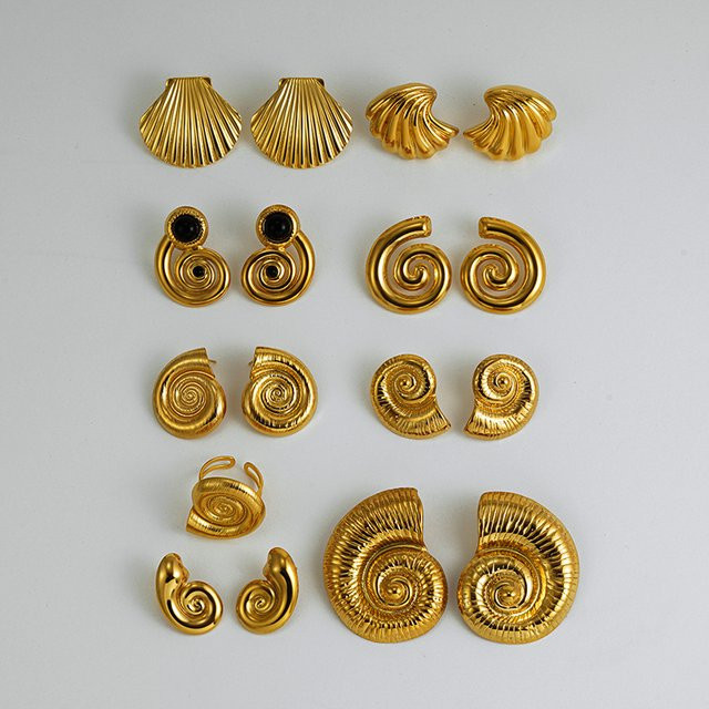 SLOONGJEWELRY Ohrstecker und Ringe, Edelstahl, Gold, Unisex - Bild 1