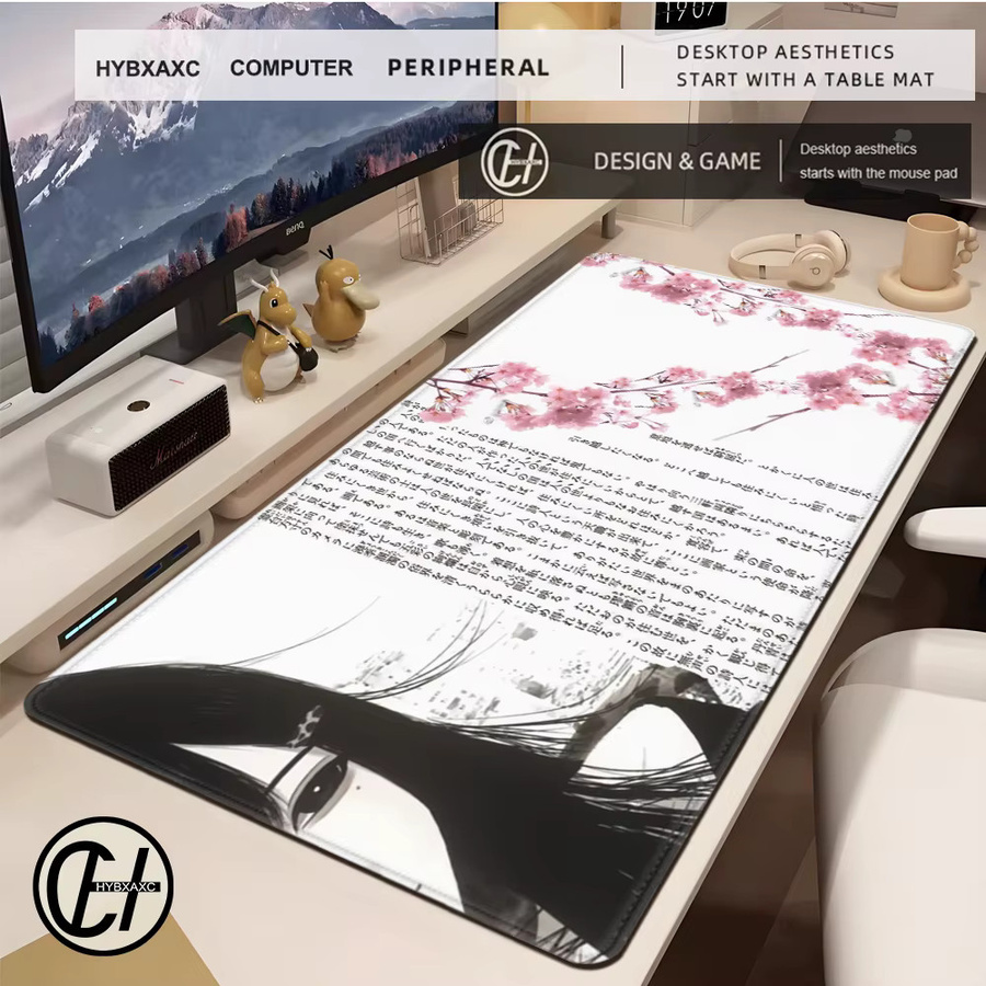 HYBXAXC XXL Gaming-Mauspad mit Anime-Mädchen-Kunstmotiv in Multicolour als große Schreibtischunterlage für Büro und Laptop - Bild 2