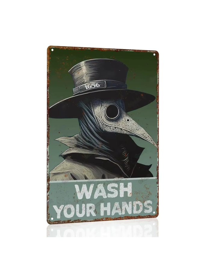 Gocolt Vintage Metallblechschild Wash Your Hands Wanddekoration für Badezimmer und Toilette - Bild 2
