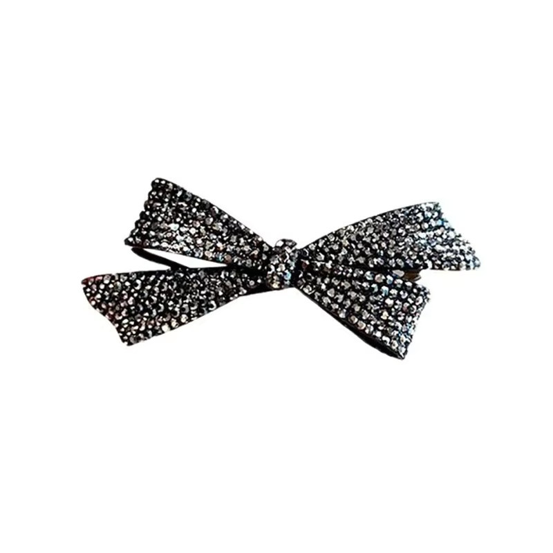 HIYAYZ Haarnadel, schwarze Strass-Schleife mit Federklammer, Damen - Bild 2