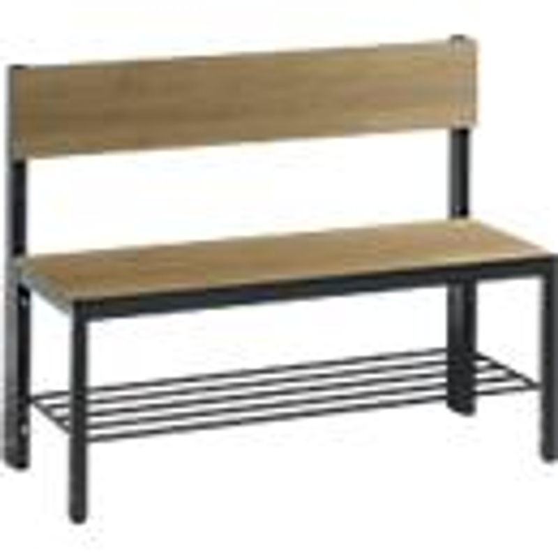 C+P Sitzbank Basic Plus mit Rückenlehne und Schuhrost, Dekor Eiche Sereno, Gestell Schwarzgrau, H 79,6 cm x B 100 cm x T 40,7 cm - Bild 2