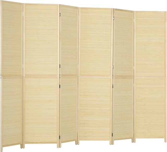 HOMCOM Paravent aus Bambus mit 6 Paneelen als faltbarer Raumteiler in Natur, B: 270 cm, H: 180 cm - Bild 1