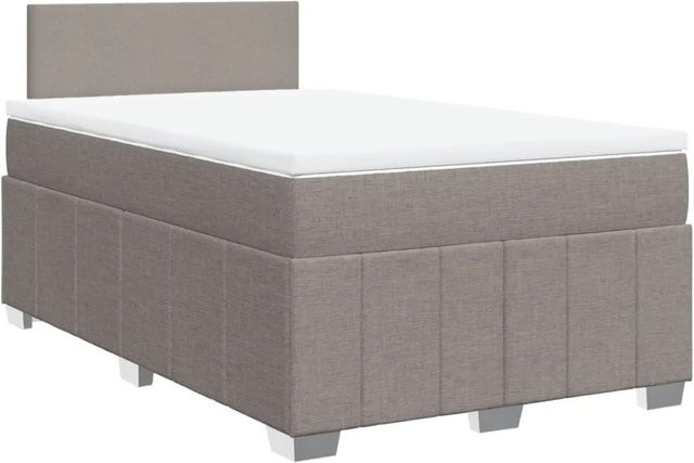 vidaXL Boxspringbett mit Matratze in Taupe und Weiß, B/T: 120 x 200 cm, mit Taschenfederkern und Stoffbezug - Bild 1