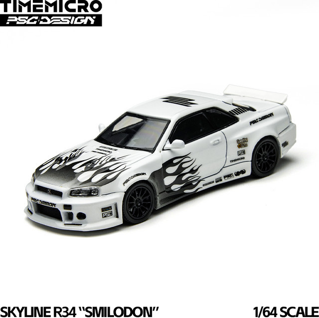 TimeMicro R34 Smilodon, Automodell, 1:64, Schwarz-Weiß, Metall - Bild 1