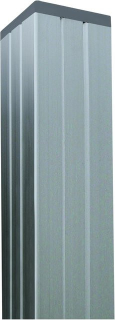 GartenLand Aluminium Steckzaunpfosten Silber mit Pfostenkappe, B/T/H: 6,8 x 6,8 x 239 cm - Bild 1