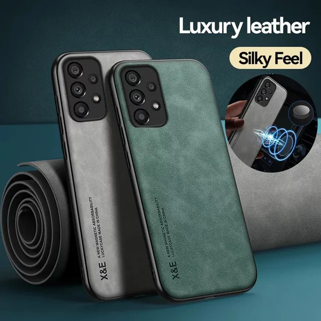 Magnetische Leder-Schutzhülle mit Schaffell für Samsung Galaxy A53 5G A52s A51 A52 A71 A13 A12 A21s A31 A73 A72 A22 A50 A33 in Anthrazit - Bild 1