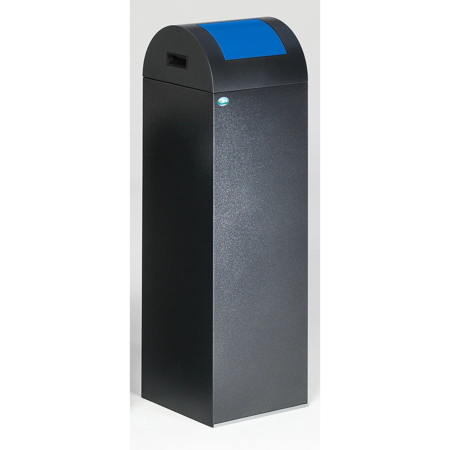 PROREGAL Selbstlöschender Wertstoffsammler Rund mit Einwurfklappe aus verzinktem Stahl, Grau Blau, H x B x T: 104,5 x 32 x 32 cm - Bild 2