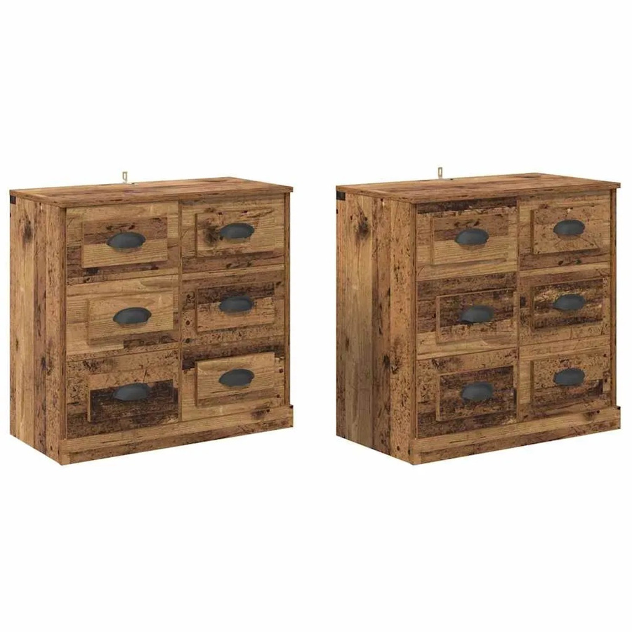 Set aus 2 vidaXL Sideboards in Altholz-Optik, modern, braun, B/T/H: 70 x 35,5 x 67,5 cm - Bild 2